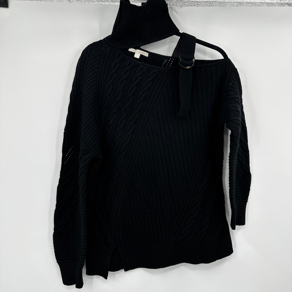 Jonathan Simkhai Wool Cold Shoulder Cut Out‎ Cable Knit Choker Sweater Small